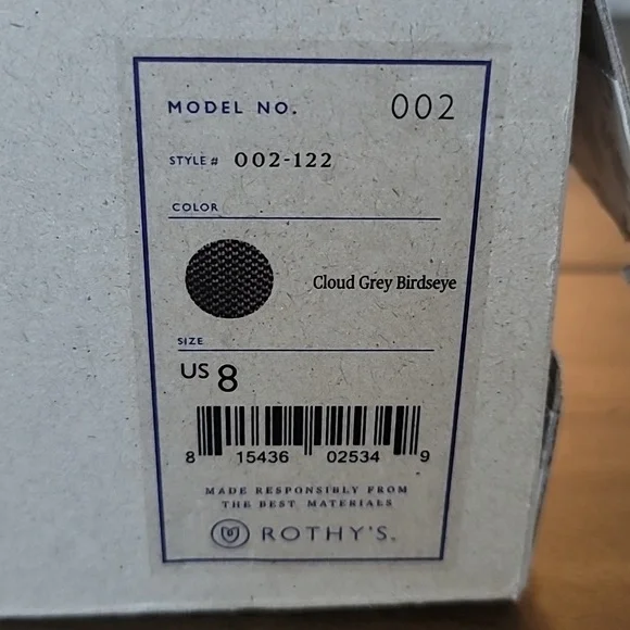 Rothy's Cloud Grey Birdseye Point 8 - Picture 2 of 5